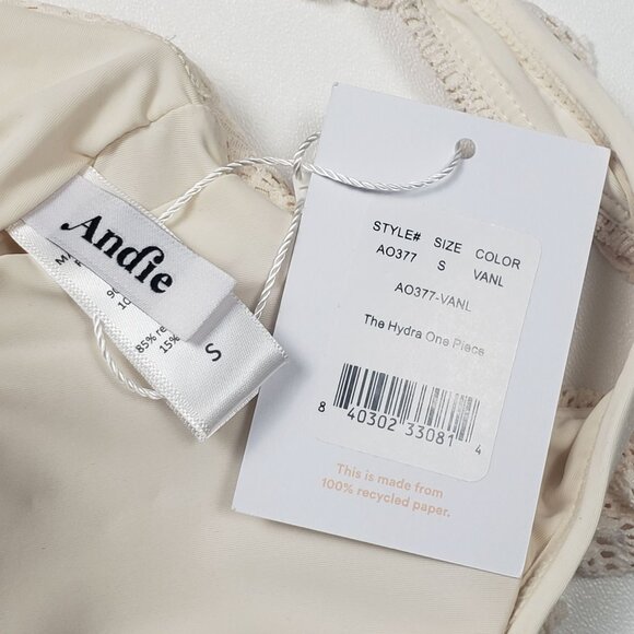 Andie Swim The Hydra One Piece Women’s Size Small Vanilla Crochet Lace Swimsuit - Picture 2 of 16